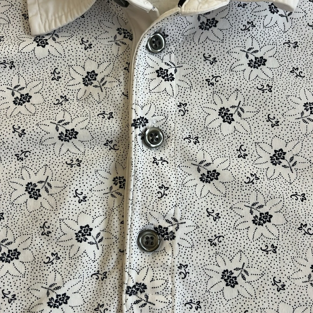 Men’s Express Polo w/ Navy Blue flower designs